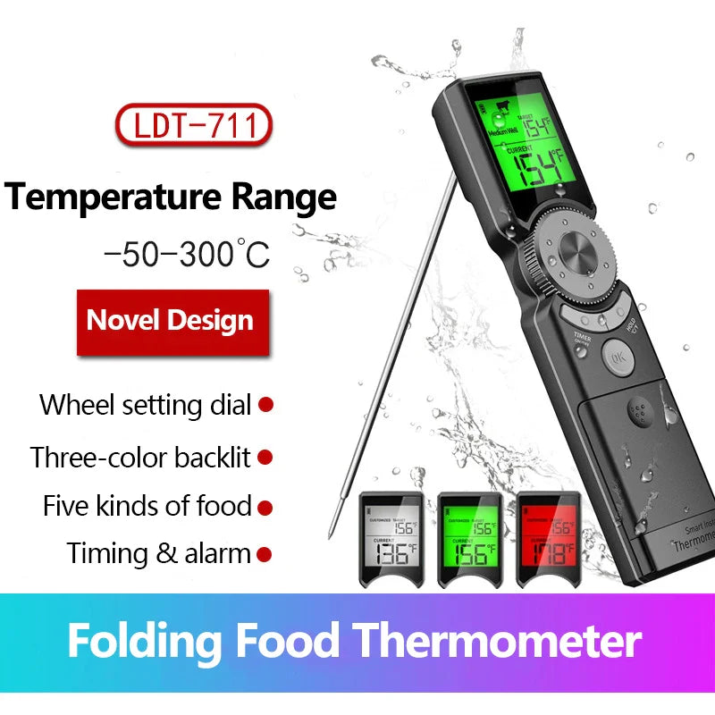 Digital Food Thermometer Portable Water-proof Probe Instant Reading for Cooking Cookware BBQ Meat Oil Oven Kitchen Tools