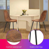 Dining Chairs Set of 4 Lounge Kitchen Chairs PU Upholstered Seat Back Washable Kitchen Room Side Chair with Metal Legs,Brown