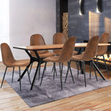 Dining Chairs Set of 4 Lounge Kitchen Chairs PU Upholstered Seat Back Washable Kitchen Room Side Chair with Metal Legs,Brown