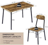 Dining Table Set 5 Piece Dinette with Chairs for Kitchen, Breakfast Nook and Small Space, Brown, Table & Chair for 4