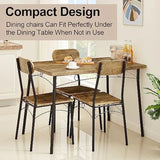 Dining Table Set 5 Piece Dinette with Chairs for Kitchen, Breakfast Nook and Small Space, Brown, Table & Chair for 4