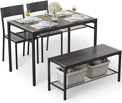 Dining Table Set, Traditional 2/4/5-Piece Wood & Metal Dining , Suitable for Kitchen, Dining Room, Indoor Patio Furniture