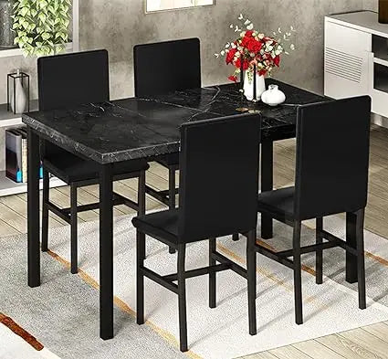 Dining Table Set, Traditional 2/4/5-Piece Wood & Metal Dining , Suitable for Kitchen, Dining Room, Indoor Patio Furniture