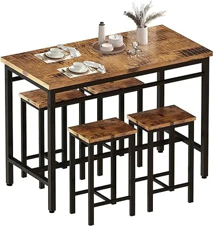 Dining Table Set, Traditional 2/4/5-Piece Wood & Metal Dining , Suitable for Kitchen, Dining Room, Indoor Patio Furniture