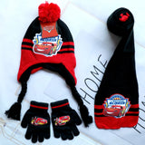 Disney Autumn Winter Cute Children Cars Cartoon Scarf Hat glove three-piece Warm Boy Girl Plush ear protection cap Child hat