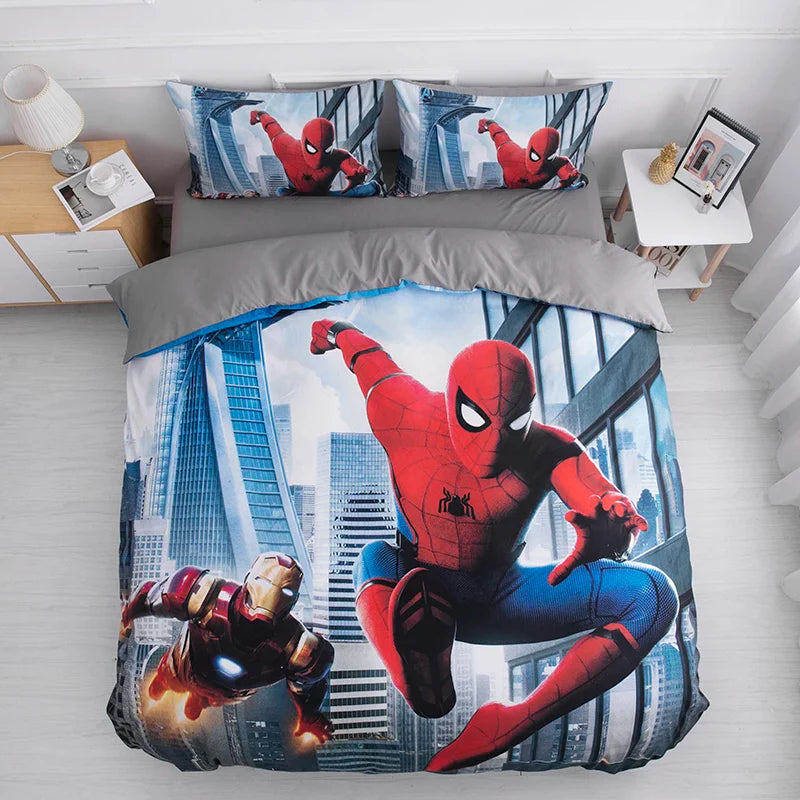 Disney Bedding Set McQueen Car Spiderman Duvet Cover Sets Single Twin Size for Baby Children Girls Bed Birthday Gifts