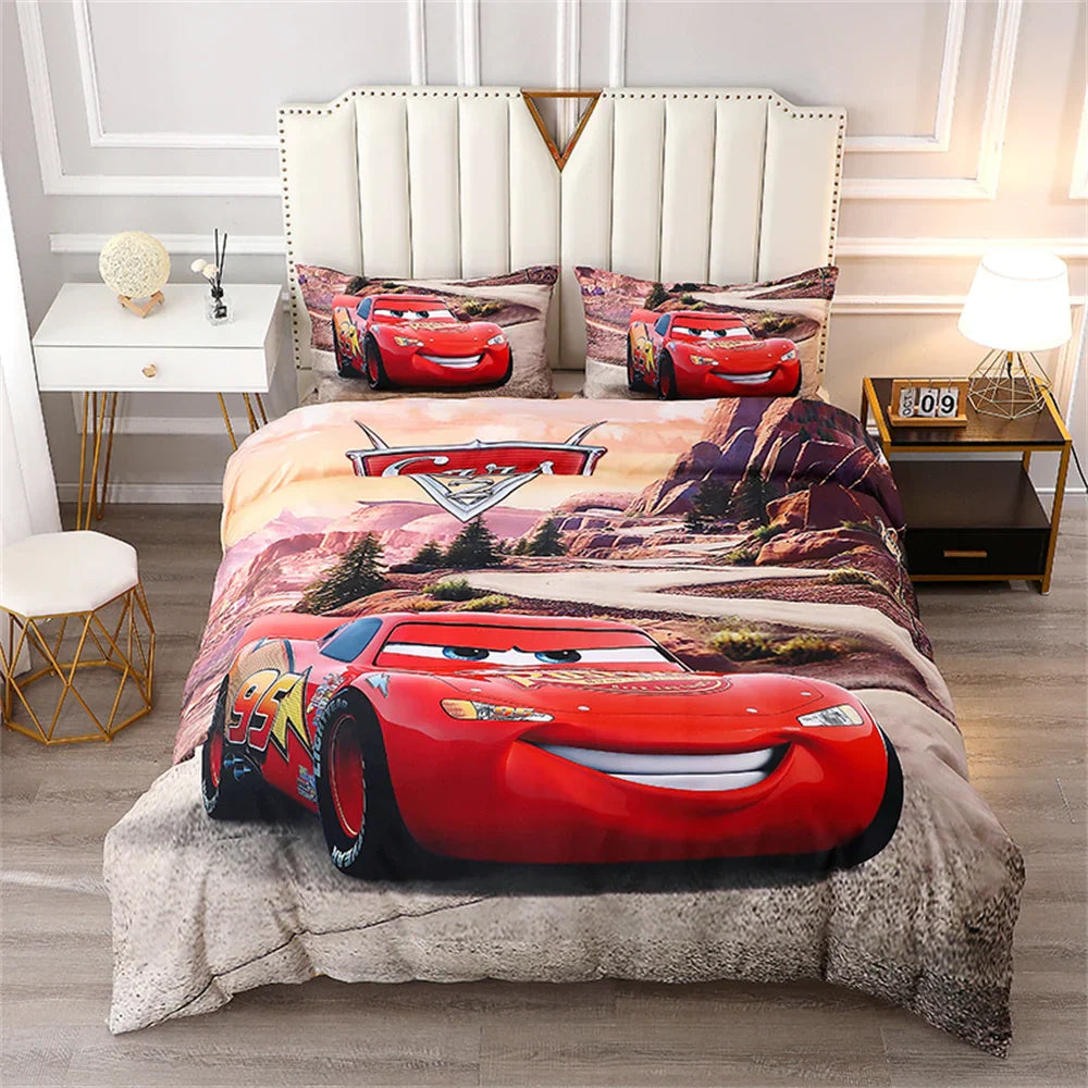 Disney Bedding Set McQueen Car Spiderman Duvet Cover Sets Single Twin Size for Baby Children Girls Bed Birthday Gifts