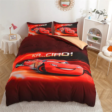 Disney Bedding Set McQueen Car Spiderman Duvet Cover Sets Single Twin Size for Baby Children Girls Bed Birthday Gifts