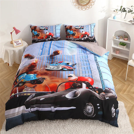 Disney Bedding Set McQueen Car Spiderman Duvet Cover Sets Single Twin Size for Baby Children Girls Bed Birthday Gifts