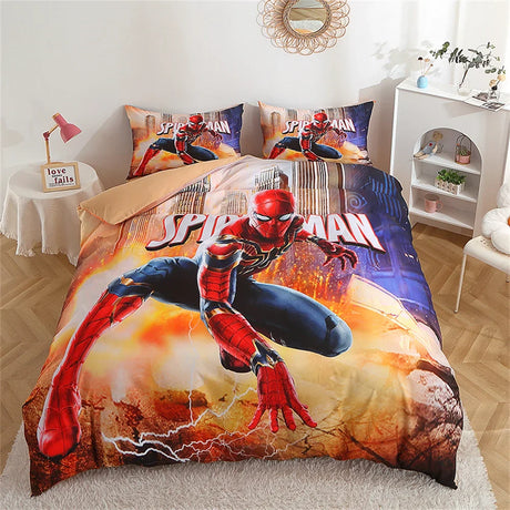 Disney Bedding Set McQueen Car Spiderman Duvet Cover Sets Single Twin Size for Baby Children Girls Bed Birthday Gifts
