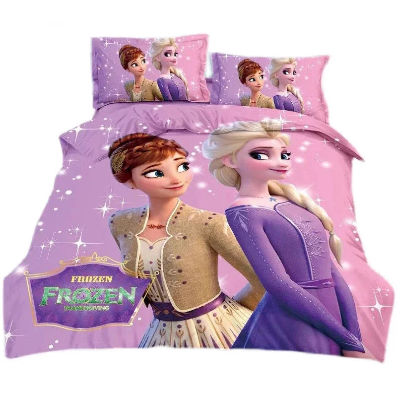 Disney Bedding Set Purple Frozen Elsa Anna Princess Rapunzel Bella Duvet Cover Sets for Baby Children Girls Bed Birthday Gifts