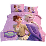 Disney Bedding Set Purple Frozen Elsa Anna Princess Rapunzel Bella Duvet Cover Sets for Baby Children Girls Bed Birthday Gifts