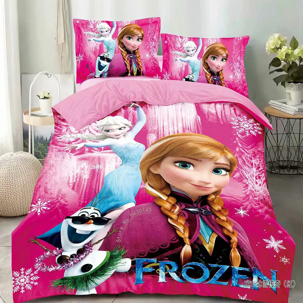 Disney Bedding Set Purple Frozen Elsa Anna Princess Rapunzel Bella Duvet Cover Sets for Baby Children Girls Bed Birthday Gifts