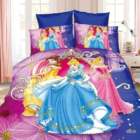 Disney Bedding Set Purple Frozen Elsa Anna Princess Rapunzel Bella Duvet Cover Sets for Baby Children Girls Bed Birthday Gifts