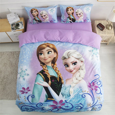 Disney Bedding Set Purple Frozen Elsa Princess Duvet Cover Sets for Baby Children Girls Bed Birthday Gifts Single Twin Full Size