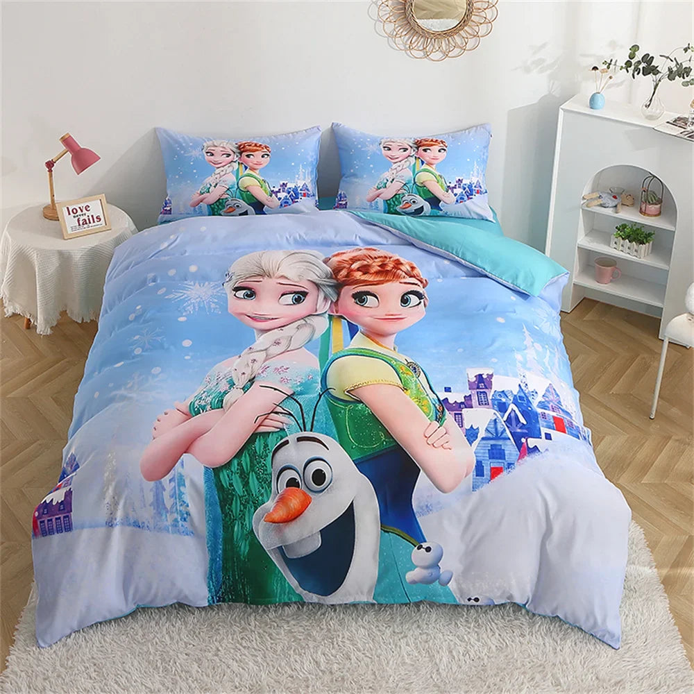 Disney Bedding Set Purple Frozen Elsa Princess Duvet Cover Sets for Baby Children Girls Bed Birthday Gifts