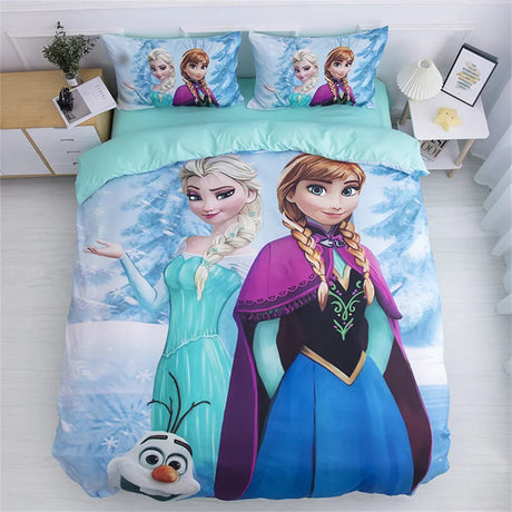 Disney Bedding Set Purple Frozen Elsa Princess Duvet Cover Sets for Baby Children Girls Bed Birthday Gifts Single Twin Full Size