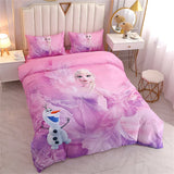 Disney Bedding Set Purple Frozen Elsa Princess Duvet Cover Sets for Baby Children Girls Bed Birthday Gifts