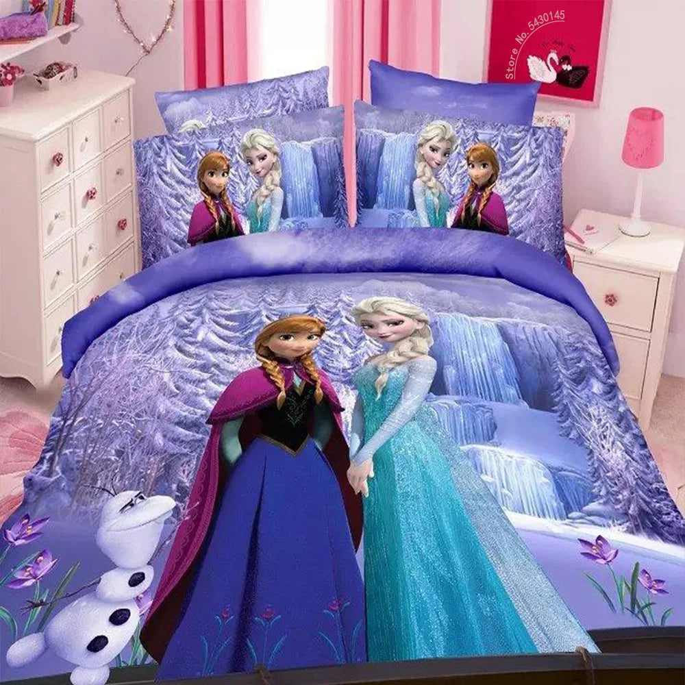 Disney Duvet Cover Sets Bedding Set Frozen Elsa Rapunzel Princess Girls Boys Single Twin Pillowcases For 0.9m-1.2m Bed