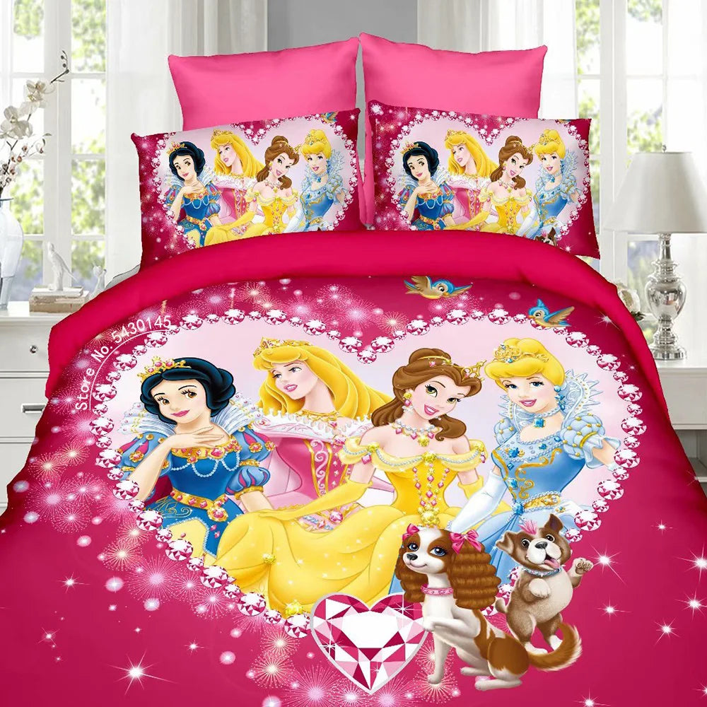 Disney Duvet Cover Sets Bedding Set Frozen Elsa Rapunzel Princess Girls Boys Single Twin Pillowcases For 0.9m-1.2m Bed