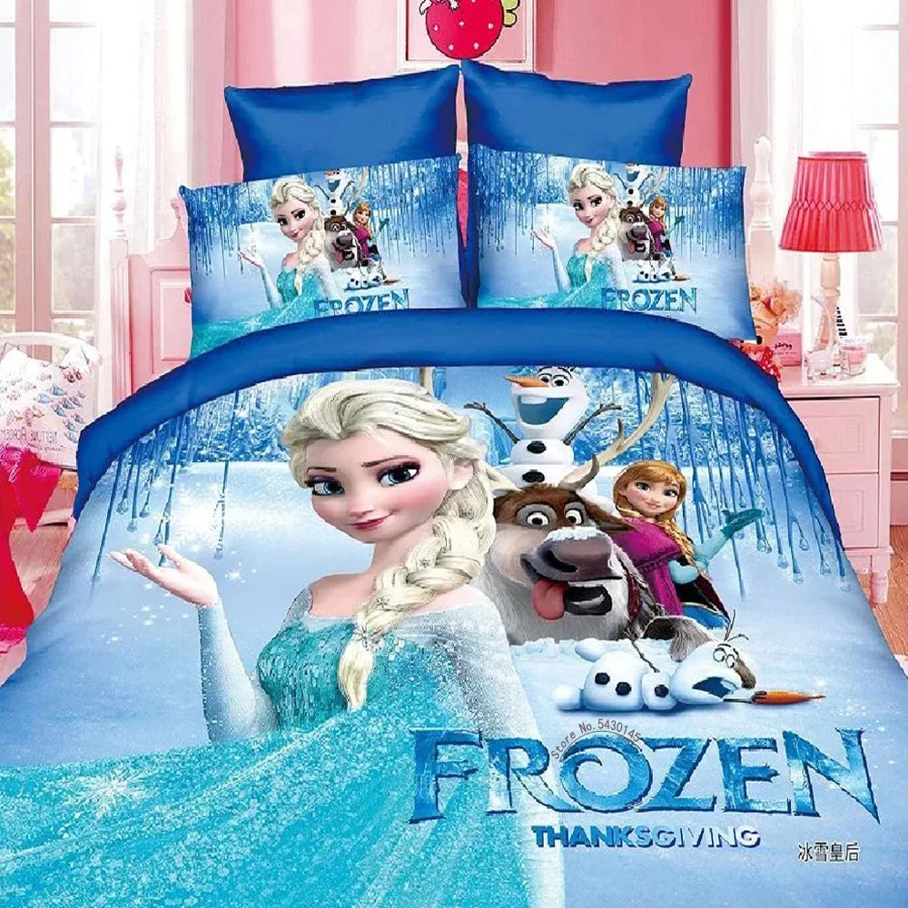 Disney Duvet Cover Sets Bedding Set Frozen Elsa Rapunzel Princess Girls Boys Single Twin Pillowcases For 0.9m-1.2m Bed