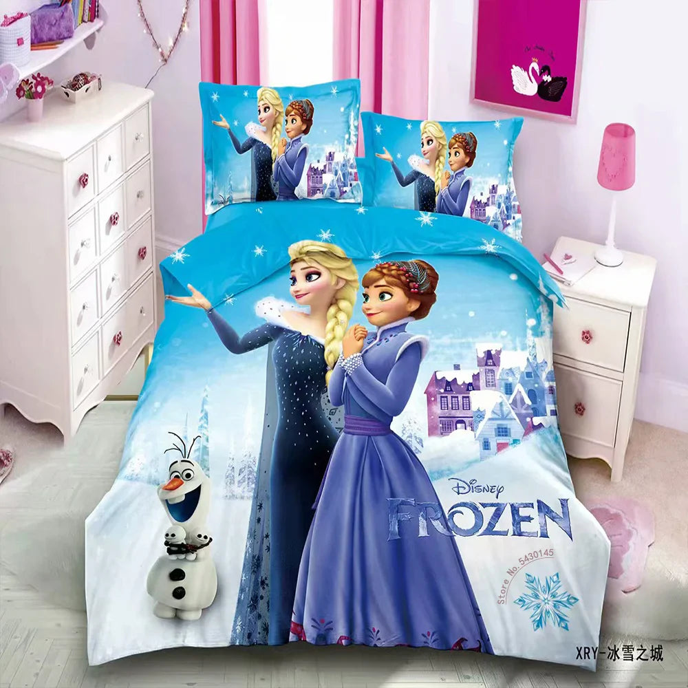 Disney Duvet Cover Sets Bedding Set Frozen Elsa Rapunzel Princess Girls Boys Single Twin Pillowcases For 0.9m-1.2m Bed