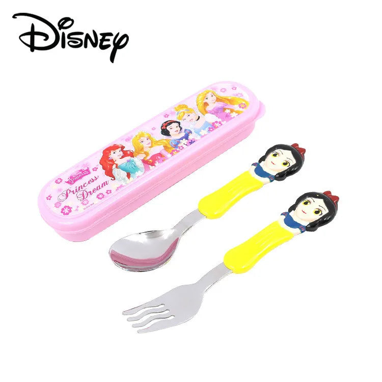 Disney Frozen Elsa Princess Spoon Baby Feeding Cute Mickey 3D Cartoon Kids Spoon and Fork Set Travel Cutlery Set Utensils Metal