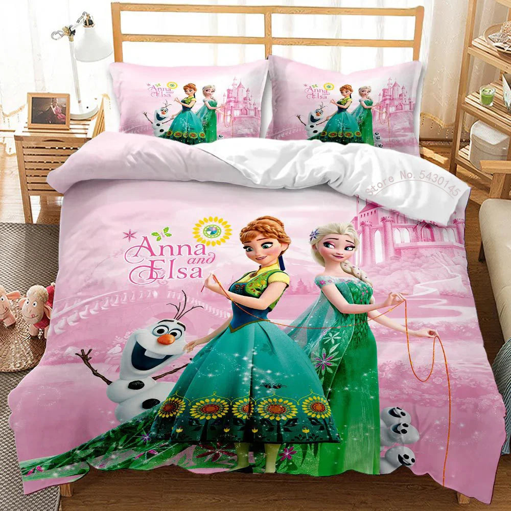 Disney Girls Frozen Elsa Anna Bedding Set Double Queen King Size Duvet Cover Single Twin Children Bedding Sets Gift