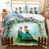 Disney Girls Frozen Elsa Anna Bedding Set Double Queen King Size Duvet Cover Single Twin Children Bedding Sets Gift