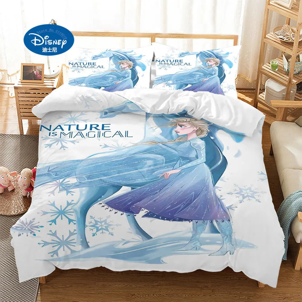 Disney Girls Frozen Elsa Anna Bedding Set Double Queen King Size Duvet Cover Single Twin Children Bedding Sets Gift