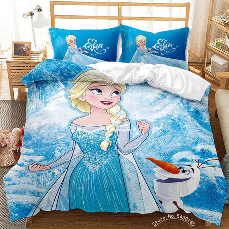 Disney Girls Frozen Elsa Anna Bedding Set Double Queen King Size Duvet Cover Single Twin Children Bedding Sets Gift