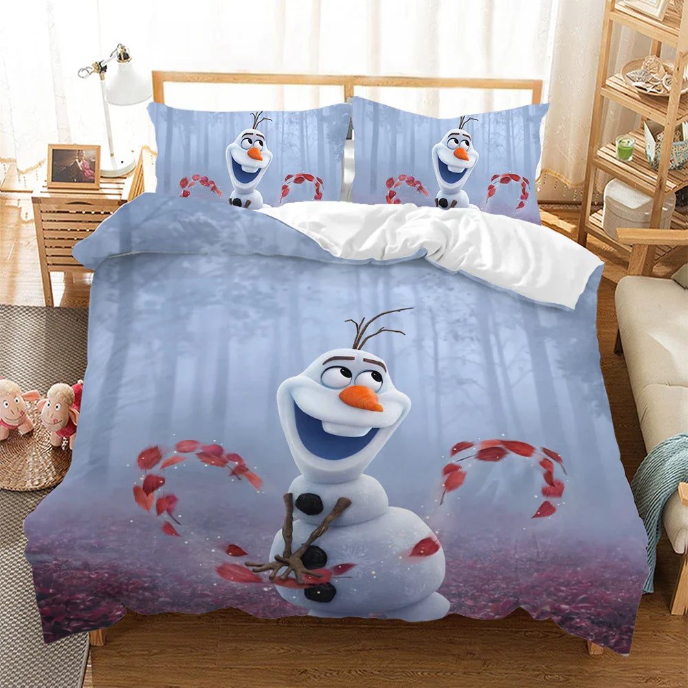 Disney Girls Frozen Elsa Anna Bedding Set Double Queen King Size Duvet Cover Single Twin Children Bedding Sets Gift