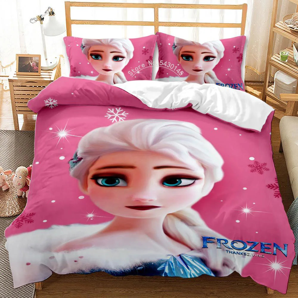 Disney Girls Frozen Elsa Anna Bedding Set Double Queen King Size Duvet Cover Single Twin Children Bedding Sets Gift