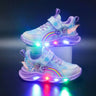 Disney Girls' Shoes LED Lights Spring Mesh Breathable Girls' Sports  Princess Elsa Pink Purple Shoes Sneakers Size 22-37