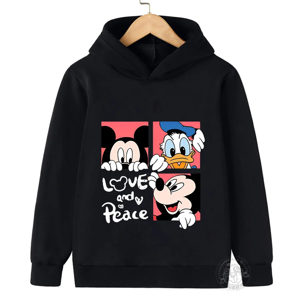 Disney Mickey Harajuku Printed Children's Hoodie for 3-14 Years Old Autumn Street Fashion Boys Sweatshirt Outdoor Sports Pullove