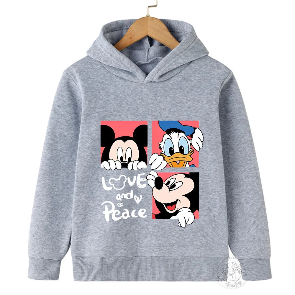 Disney Mickey Harajuku Printed Children's Hoodie for 3-14 Years Old Autumn Street Fashion Boys Sweatshirt Outdoor Sports Pullove