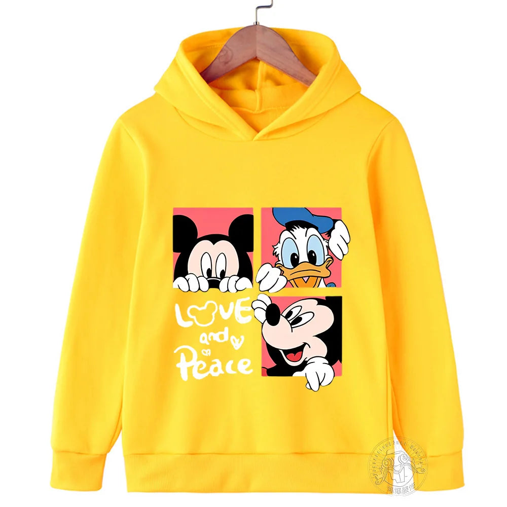 Disney Mickey Harajuku Printed Children's Hoodie for 3-14 Years Old Autumn Street Fashion Boys Sweatshirt Outdoor Sports Pullove