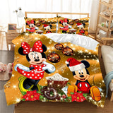 Disney Mickey Minnie Christmas Bedding Set Duvet Cover Children Bed Set King Size Bedding Set Christmas Gift