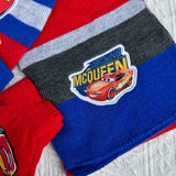 Disney New Autumn and Winter Children McQueen Cartoon Scarf Hat glove three-piece Warm Boy Girl blue grey stripe Car Child hat