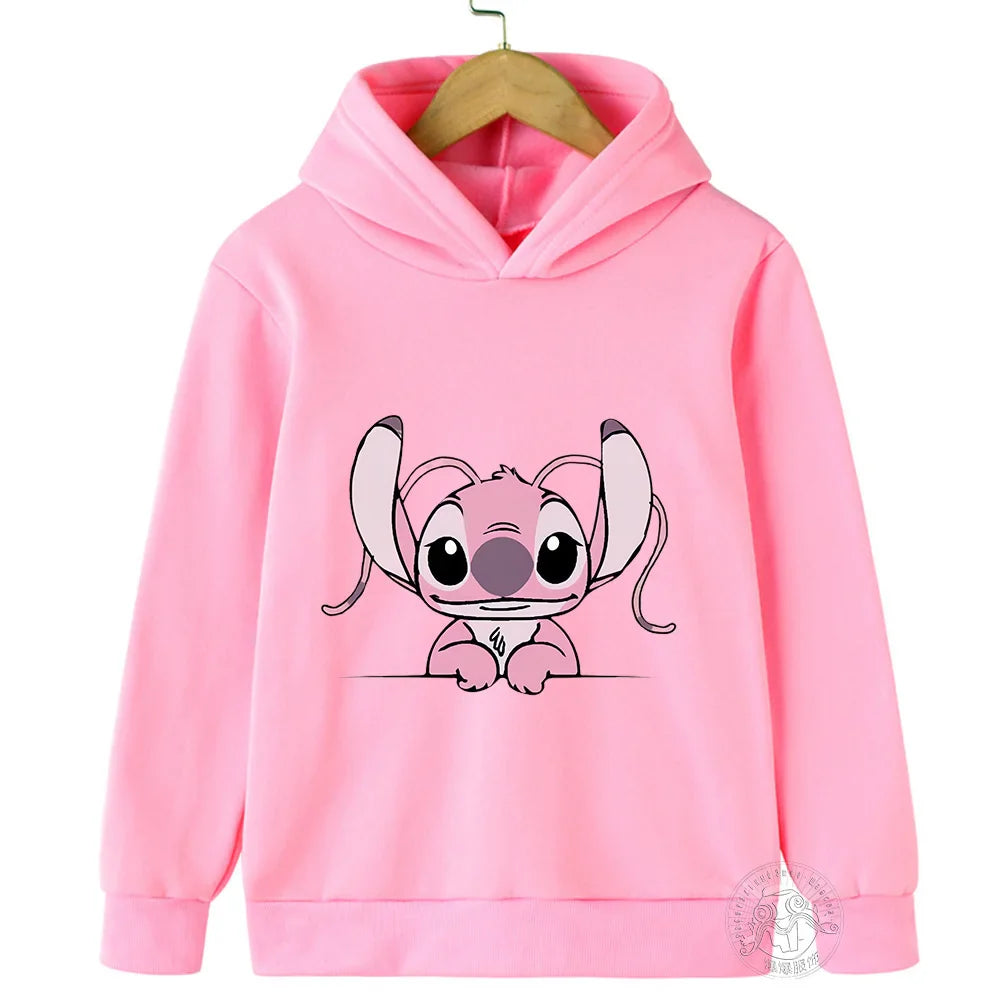 Disney Stitch creative printed children's clothing boys and girls street casual sweatshirts outdoor sports 3-14 years old hoodie