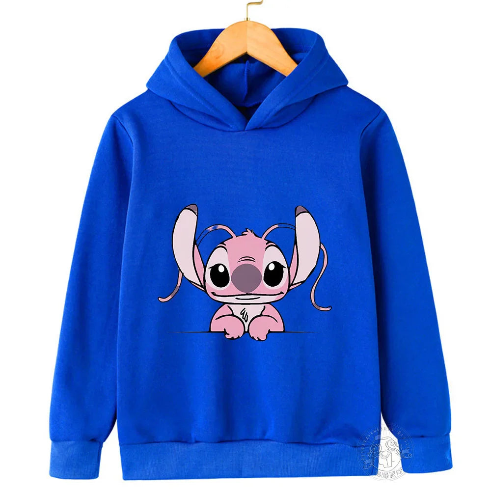 Disney Stitch creative printed children's clothing boys and girls street casual sweatshirts outdoor sports 3-14 years old hoodie