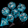 Dnd D20 Black Blue Liquid Flow Eye Dice Set & Ring D and D Sharp Edge Dice For Dungeon and Dragon Pathfinder Role Playing Games