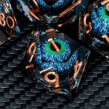 Dnd D20 Black Blue Liquid Flow Eye Dice Set & Ring D and D Sharp Edge Dice For Dungeon and Dragon Pathfinder Role Playing Games