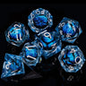 Dnd D20 Black Blue Liquid Flow Eye Dice Set & Ring D and D Sharp Edge Dice For Dungeon and Dragon Pathfinder Role Playing Games