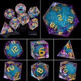 Dnd D20 Black Blue Liquid Flow Eye Dice Set & Ring D and D Sharp Edge Dice For Dungeon and Dragon Pathfinder Role Playing Games