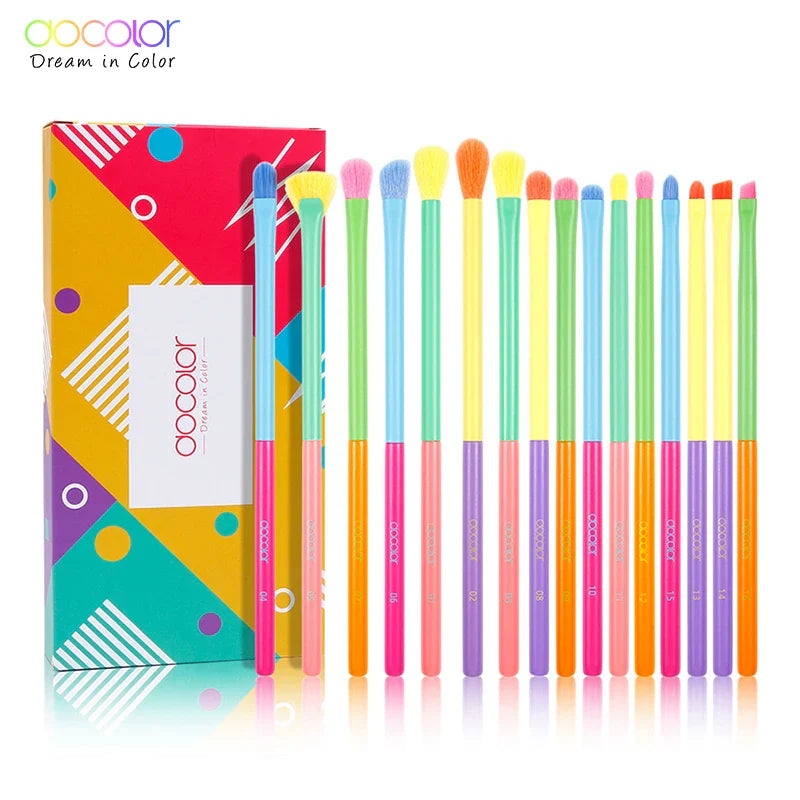 Docolor Colorful Makeup brushes set Cosmetic Foundation Powder Blush Eyeshadow Face Kabuki Blending Make up Brushes Beauty Tool