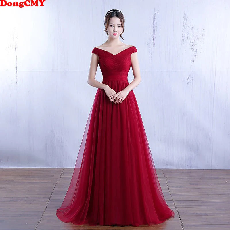 DongCMY New Elegant Off Shoulder Party Dresses Formal Dress Long Big Mother of the Bride Dresses Woman Plus Size Wedding Gown