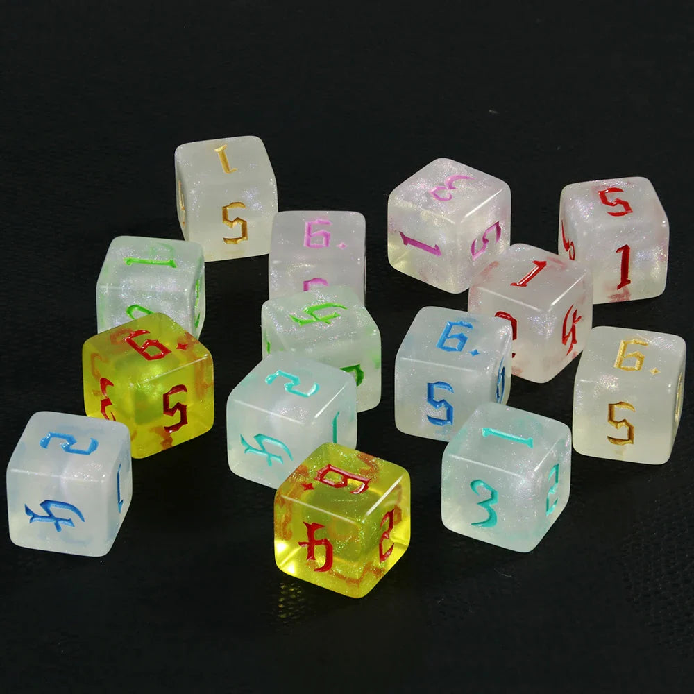 Dormia D6 Dice Custom Dice High Class Acrylic Colourful Ink Filling Fantasy Retro Font Style For DND Game Entertainment Supplies