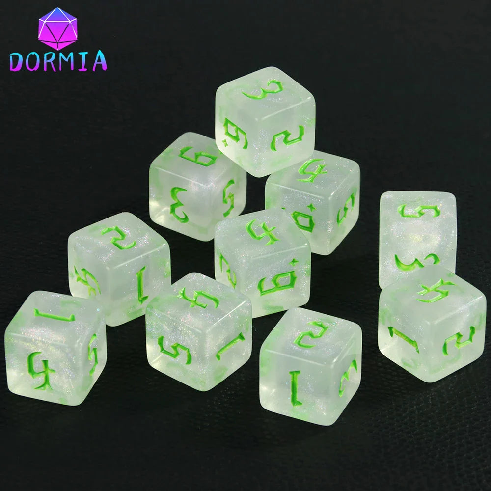 Dormia D6 Dice Custom Dice High Class Acrylic Colourful Ink Filling Fantasy Retro Font Style For DND Game Entertainment Supplies