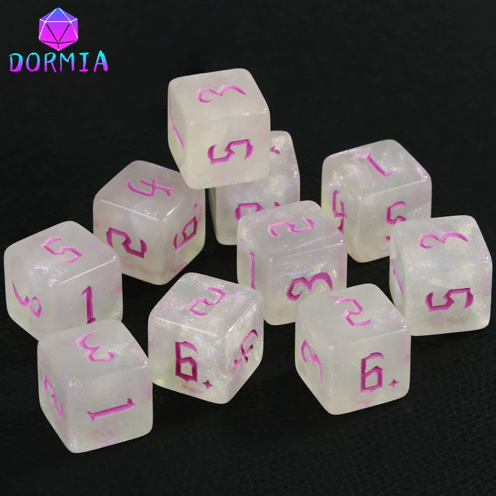 Dormia D6 Dice Custom Dice High Class Acrylic Colourful Ink Filling Fantasy Retro Font Style For DND Game Entertainment Supplies